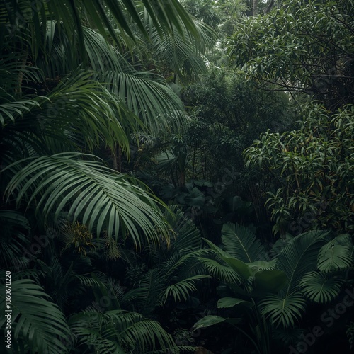 Lush Green Leaves Cover the Ground in a Dense Tropical Forest During Daylight...