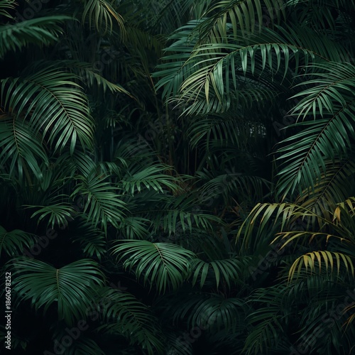 Lush Tropical Greenery Fills the Scene in a Dense Forest During Daylight Hour...