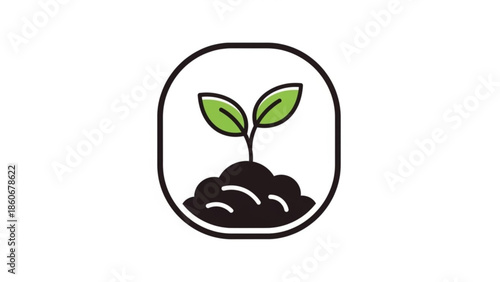 Green Sprout Growing in Soil Icon Isolated on White Background Vector Illustration