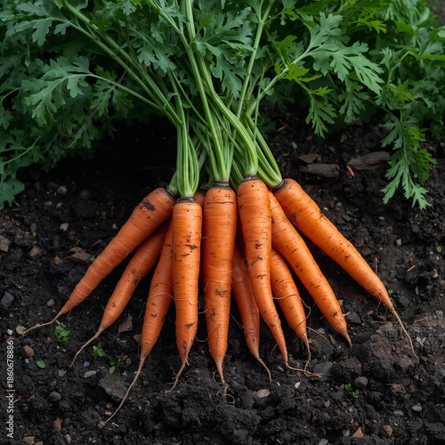 Fresh Carrots Gathered From the Soil in a Garden During Daytime