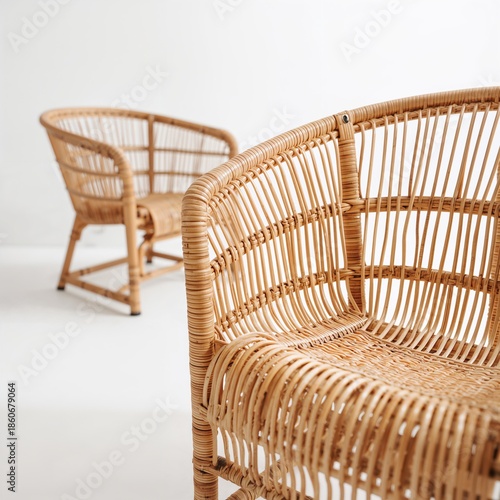 Woven Chair Displayed on a White Background, Showcasing Craftsmanship and Des...