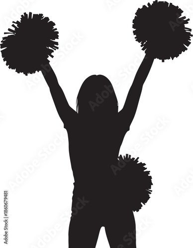 International women's day silhouette isolated on transparent background cheerleader celebrating empowerment