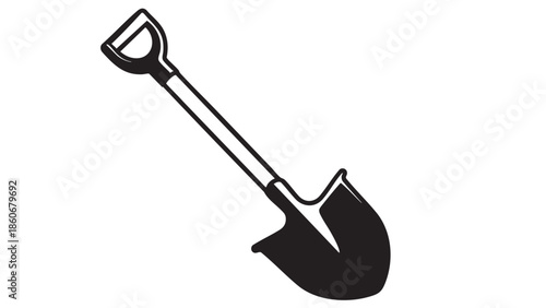 Flat design shovel icon isolated with transparent background