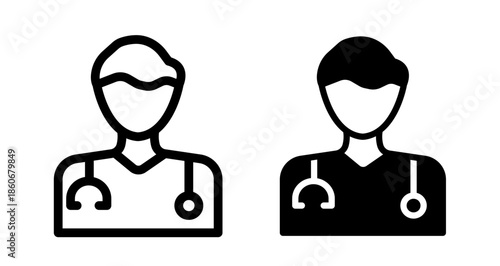 Doctor Icon collection in filled and stroke style.