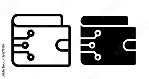 Digital wallet Icon collection in filled and stroke style.