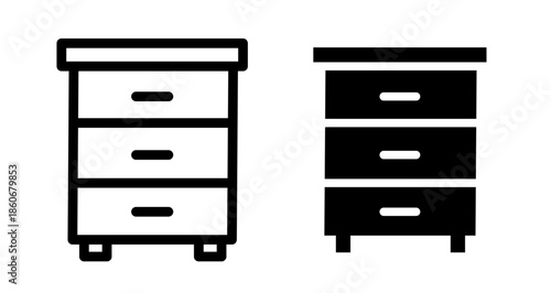 Drawer Icon collection in filled and stroke style.