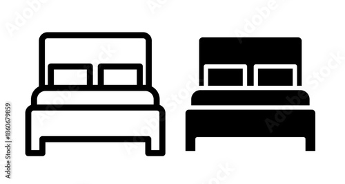 Double bed Icon collection in filled and stroke style.