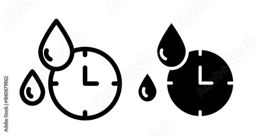 Drying time Icon collection in filled and stroke style.