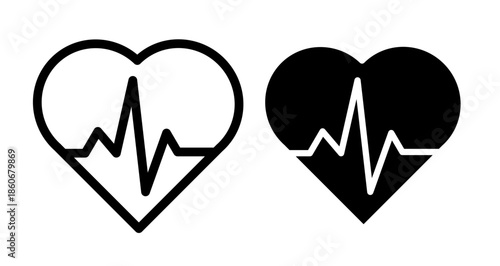 ECG Icon collection in filled and stroke style.