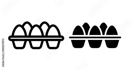 Egg Carton Icon collection in filled and stroke style.