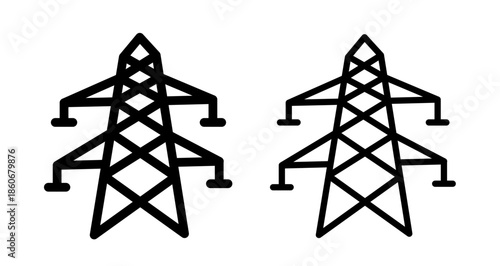 Electrical tower Icon collection in filled and stroke style.