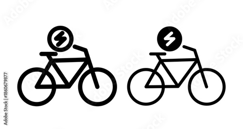 Electric bike Icon collection in filled and stroke style.