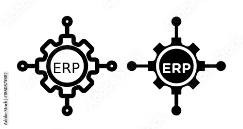 ERP system Icon collection in filled and stroke style.
