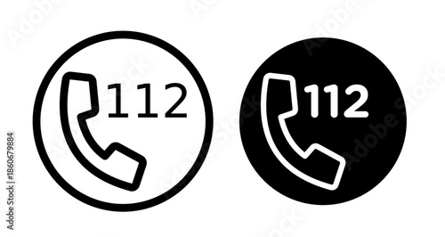 Emergency 112 call Icon collection in filled and stroke style.