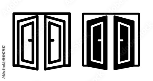 Entrance door Icon collection in filled and stroke style.