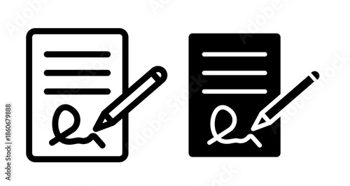 Electronic signature Icon collection in filled and stroke style.