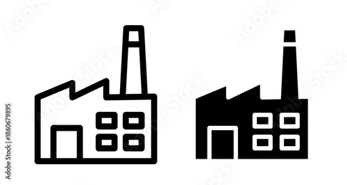 Factory Icon collection in filled and stroke style.