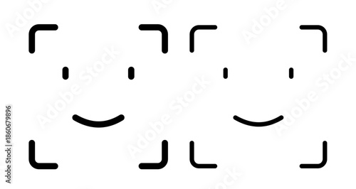 Face id Icon collection in filled and stroke style.