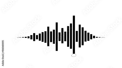 Symmetrical Central Audio Equalizer Graphic with Dynamic Vertical Bars, Isolated White Background