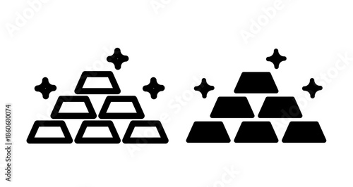 Golden bars Icon collection in filled and stroke style.