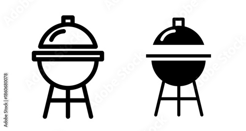Grill Icon collection in filled and stroke style.