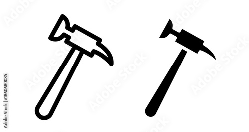 Hammer Icon collection in filled and stroke style.