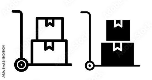 Hand truck Icon collection in filled and stroke style.