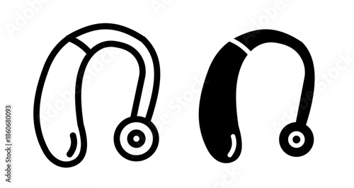 Hearing aid receiver Icon collection in filled and stroke style.