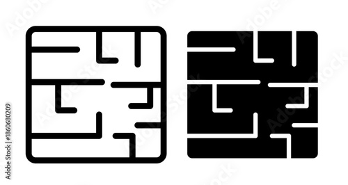 Labyrinth Icon collection in filled and stroke style.