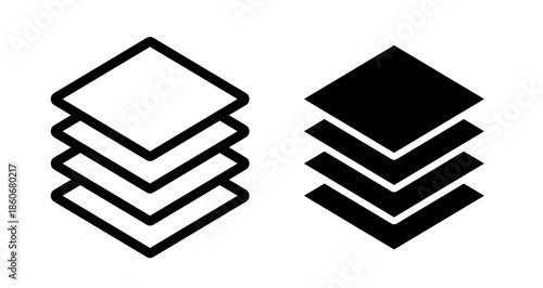 Layers Icon collection in filled and stroke style.