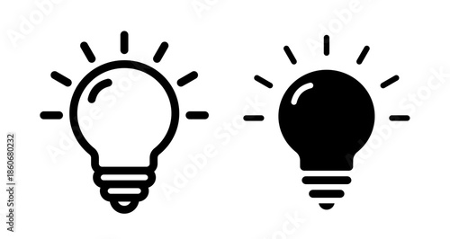 Light bulb Icon collection in filled and stroke style.
