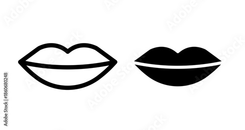 Lips Icon collection in filled and stroke style.