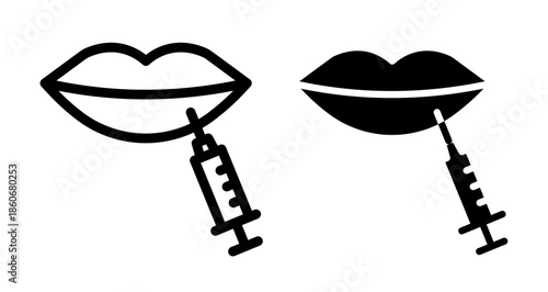 Lips injection Icon collection in filled and stroke style.