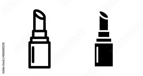 Lipstick Icon collection in filled and stroke style.
