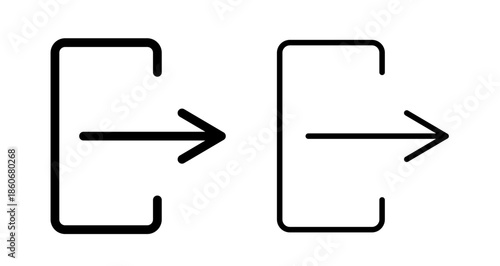Logout Icon collection in filled and stroke style.