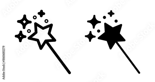 Magic wand Icon collection in filled and stroke style.