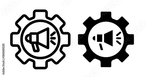 Marketing automation Icon collection in filled and stroke style.