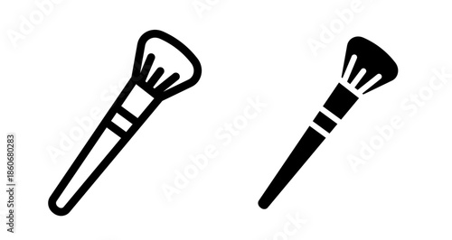 Makeup brush Icon collection in filled and stroke style.