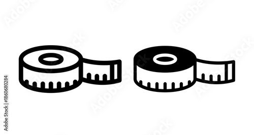Measurement tape Icon collection in filled and stroke style.