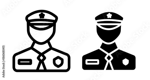 Officer Icon collection in filled and stroke style.