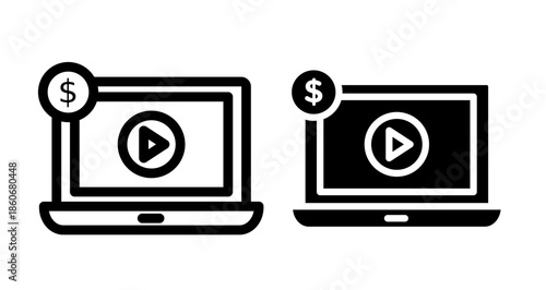 Paid media Icon collection in filled and stroke style.