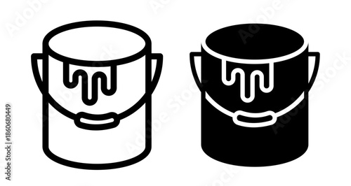 Paint bucket Icon collection in filled and stroke style.