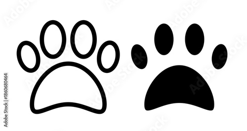 Paw Icon collection in filled and stroke style.