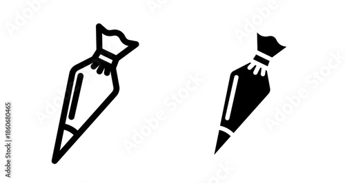 Pastry bag Icon collection in filled and stroke style.