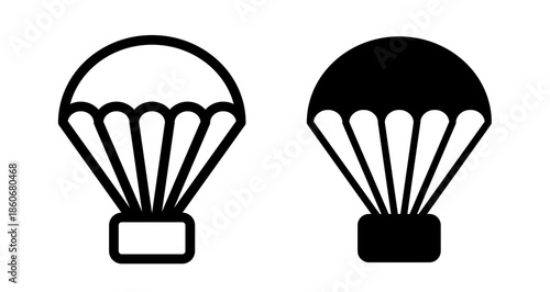 Parachute Icon collection in filled and stroke style.