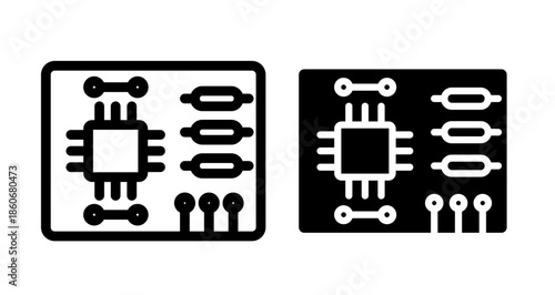 PCB Icon collection in filled and stroke style.