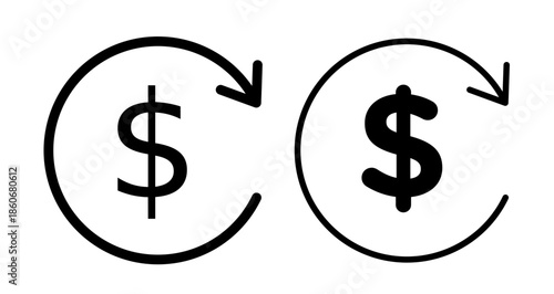 Refund Icon collection in filled and stroke style.