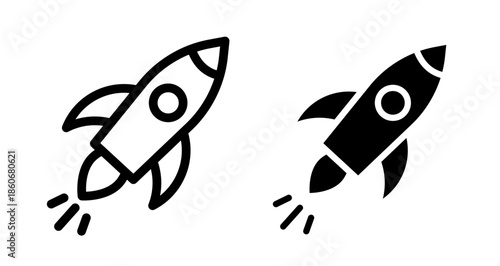 Rocket Icon collection in filled and stroke style.