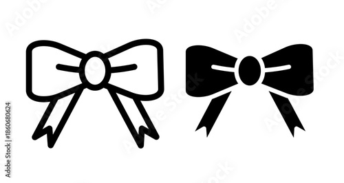 Ribbon bow Icon collection in filled and stroke style.