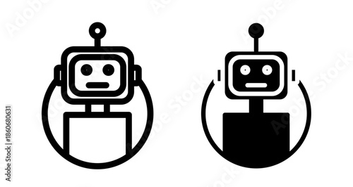 Robot Icon collection in filled and stroke style.